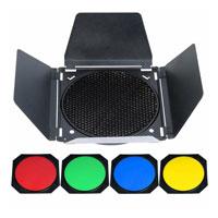 Godox BD-04 Barndoor Kit with Colour Gels and Honeycomb Grid